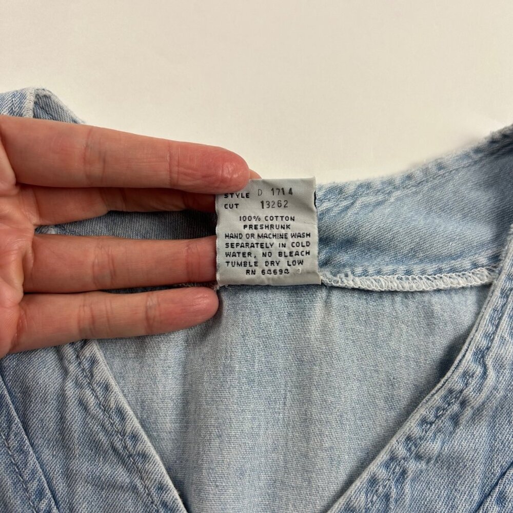 Bridge Sports Wear Vintage Light Wash Denim Chambray LA Dodgers Jersey L - Picture 5 of 9